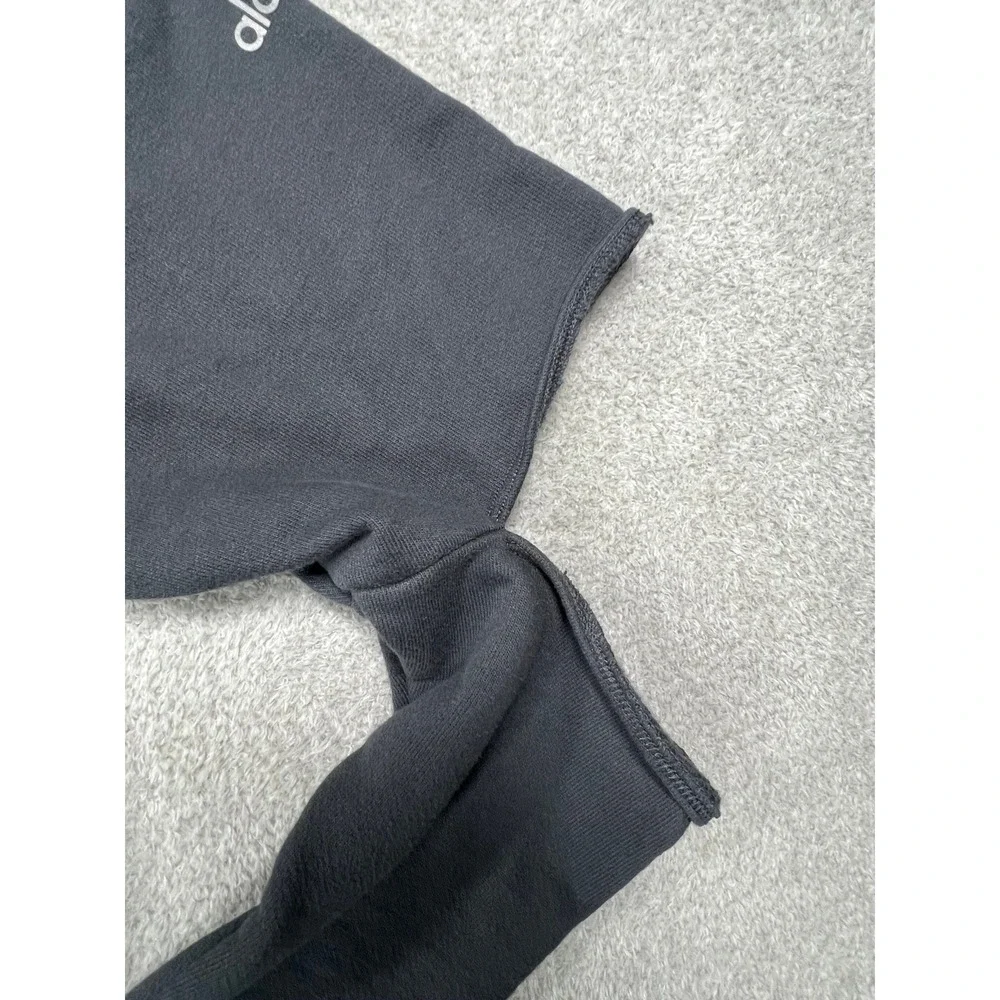 Alo Yoga Cutout Cropped Hoodie XS/S Anthracite Grey Elbow Detail Yoga Wear Gym
